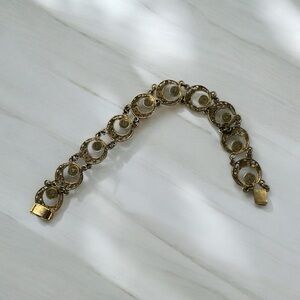 Antique Coin Silver ®800@ Filigree Bracelet with Blue Accents